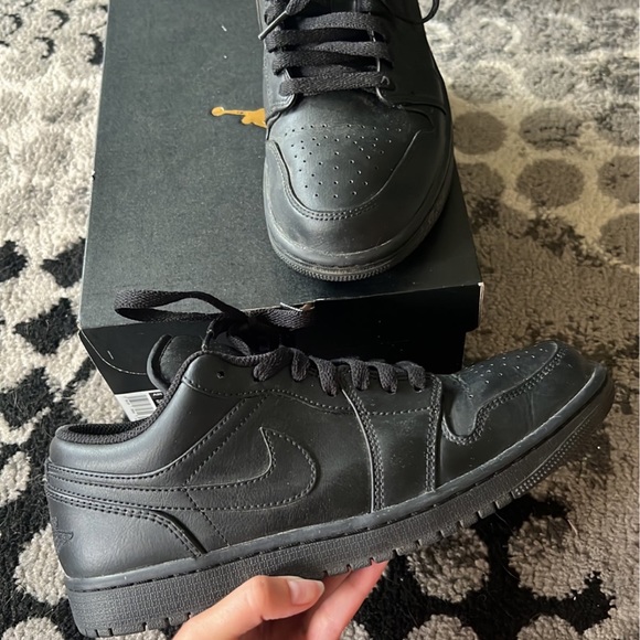 jordan 1 low triple black on feet